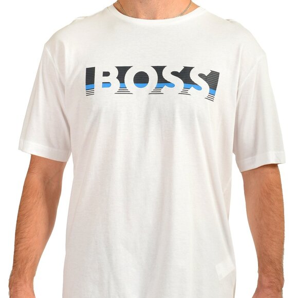 Hugo Boss Men's "Tee 1" White Logo Print Short Sleeve T-Shirt US 2XL IT 56 - Picture 1 of 7